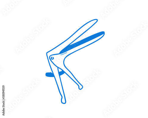Gynecological speculum, doodle style vector illustration