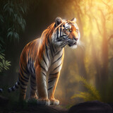 fierce bengal tiger in the jungle