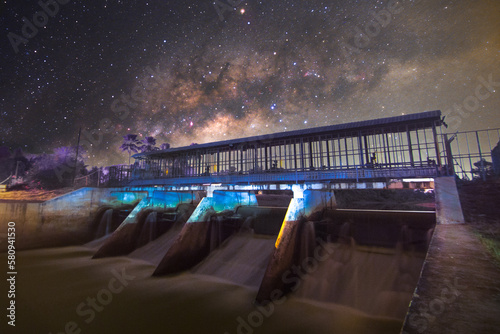 bridge at night milkyway