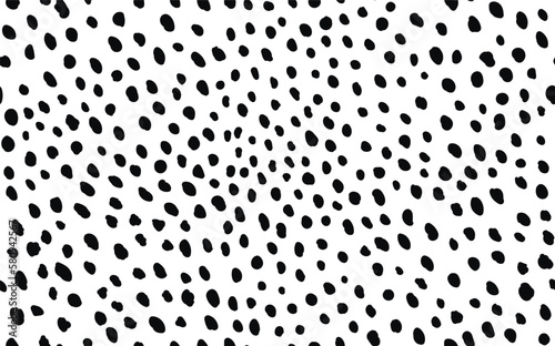 Abstract modern dalmatian fur seamless pattern. Animals trendy background. Black and white decorative vector illustration for print, card, postcard, fabric, textile. Modern ornament of stylized skin