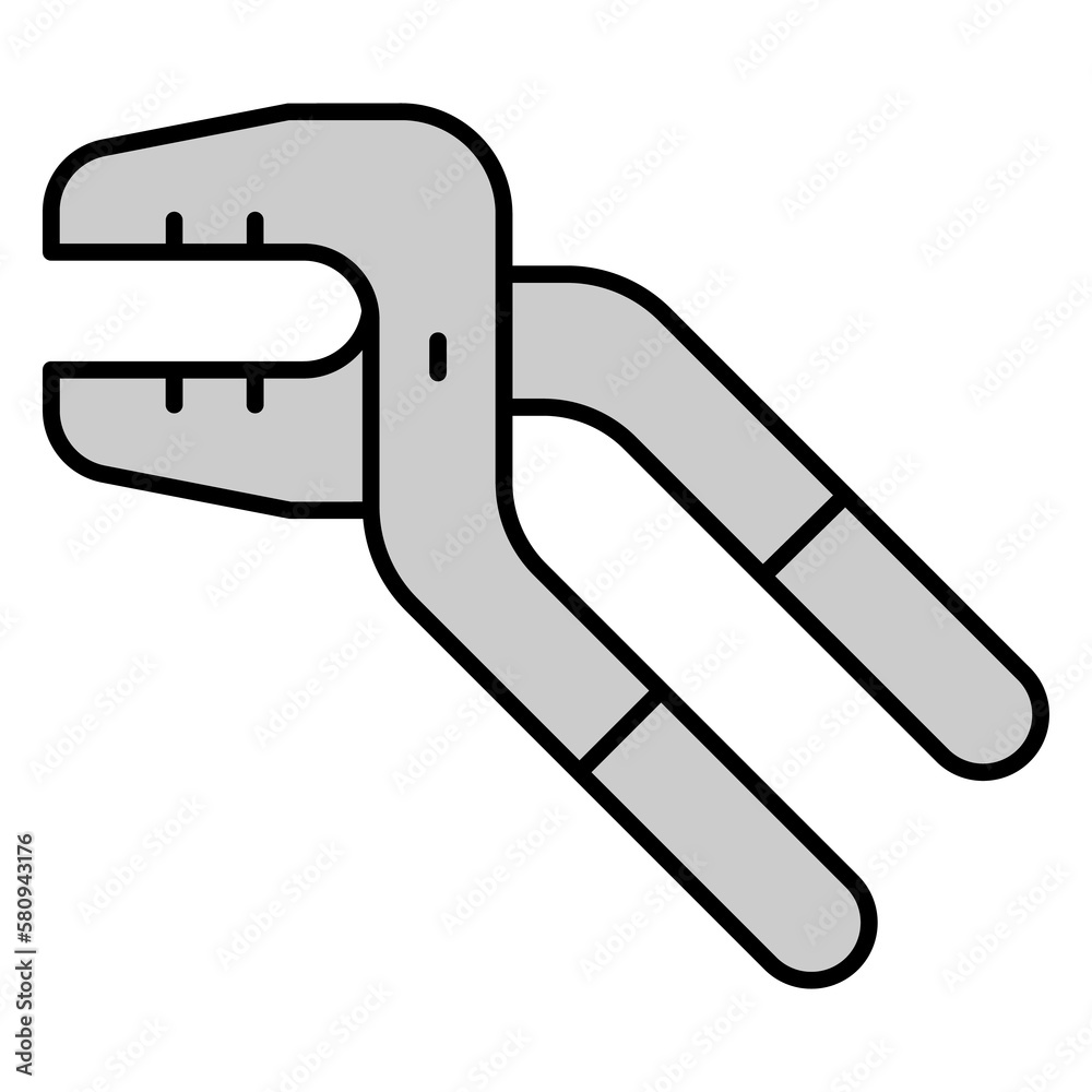 Fototapeta premium Adjustable construction tongs - icon, illustration on white background, grey style