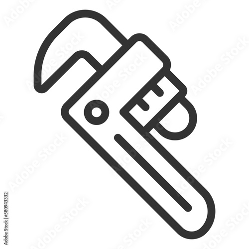 Straight pipe wrench - icon, illustration on white background, outline style