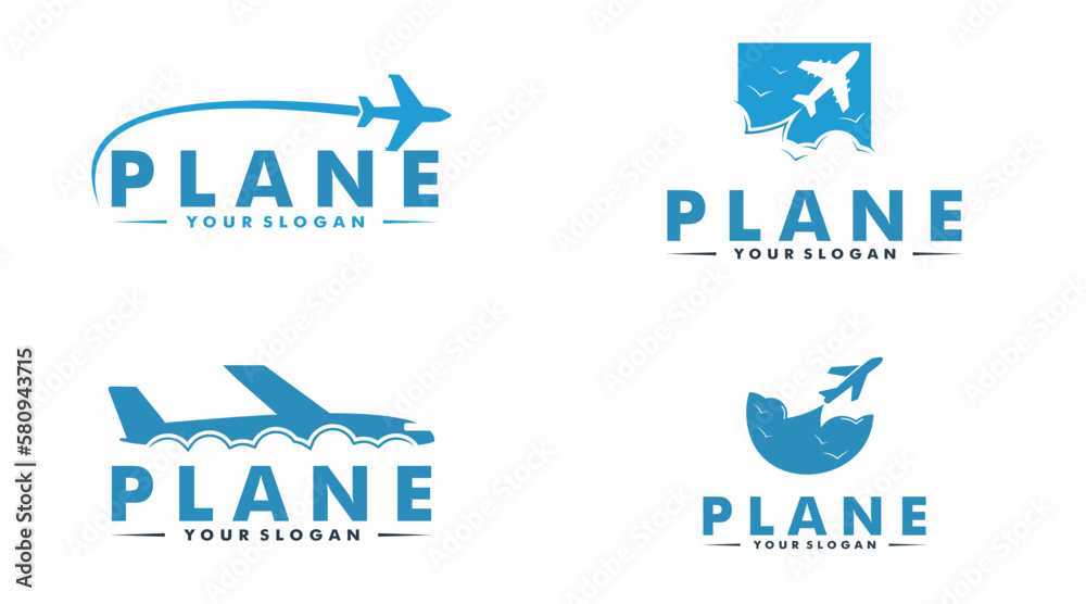 Set of airplane and travel logo, icon and symbol vector template