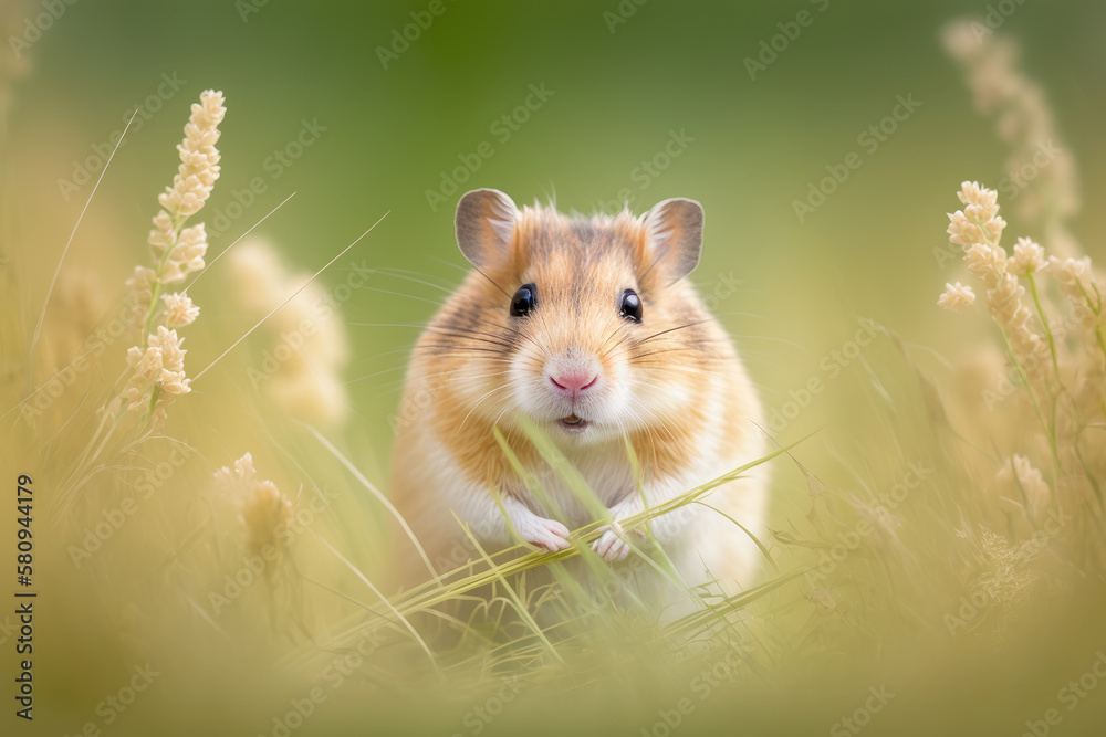 cute little hamster in the grass, Generative AI cute little hamster in the grass, Generative AI