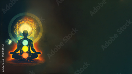 Yoga meditation practice background, digital illustration, can be used for banner, healthy marketing campaign, by generative AI