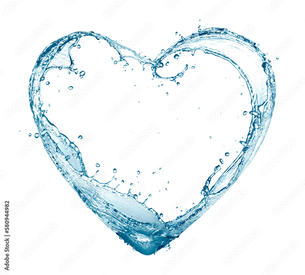 Splashes of water in the shape of a heart - obrazy, fototapety, plakaty 