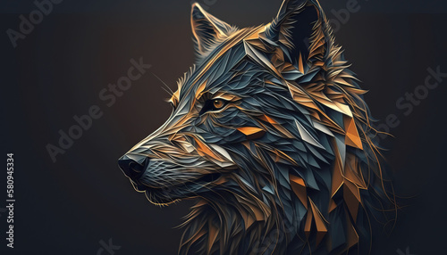 Fototapeta Naklejka Na Ścianę i Meble -  Wolf animal abstract wallpaper. Contrast background in vivid colors generative ai
