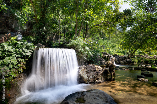 Waterfall in tropical forest in Vo Nhai  Thai Nguyen province  Viet Nam