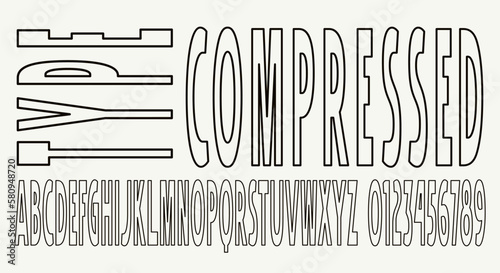 Extra condensed warped hollow sans serif font