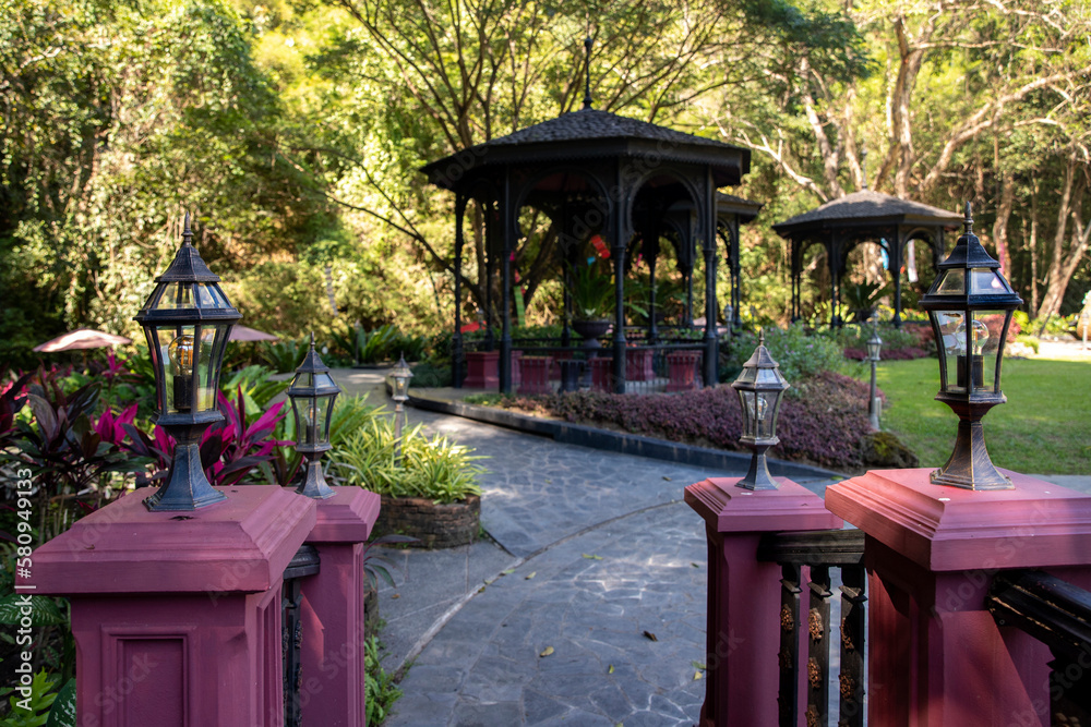 Naklejka premium Garden light in the home garden./ Garden light in the home garden.