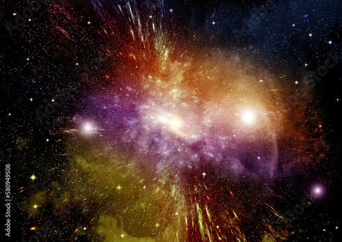 Obraz na płótnie galaxy in a free space. 3D rendering w salonie