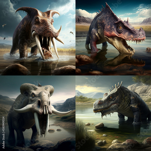 Impresionante imagen de la prehistoria de vivos colores para utilizar como puzle, pintura, estudios, trabajo...