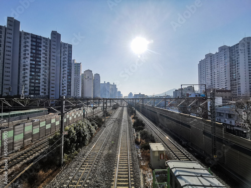 Railway in Seoul  Korea at Winter time
