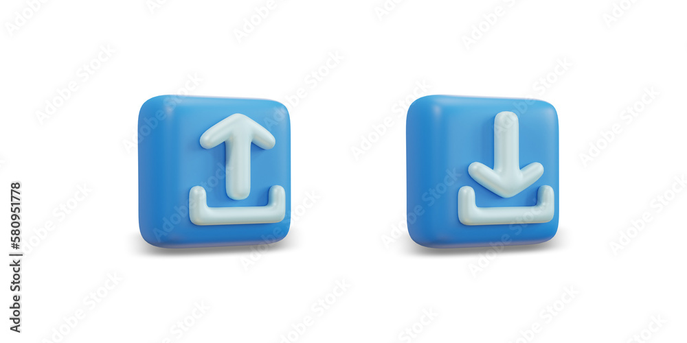 Download and upload icon. Load internet data symbol. clipping path. 3D rendering. Download and upload icon. Load internet data symbol. clipping path. 3D rendering.