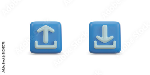 Download and upload icon. Load internet data symbol. clipping path. 3D rendering.