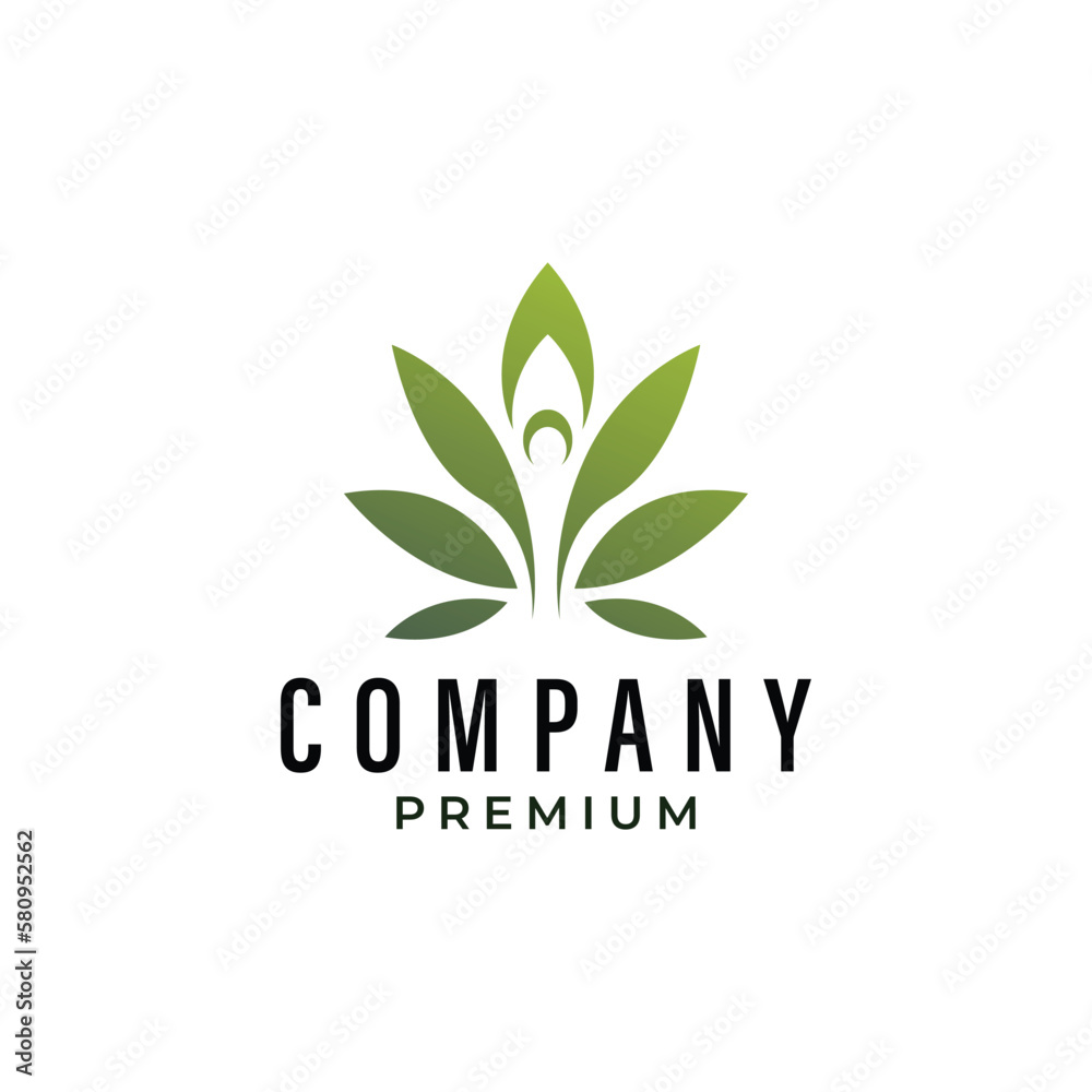 Modern and simple stylish green leaf logo suitable for spa, skincare and wellness business