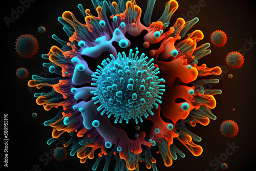 Corona Influenza Virus Molecule . Generative Ai