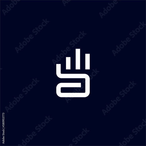 geometric 5 fingers and hand logo in line style