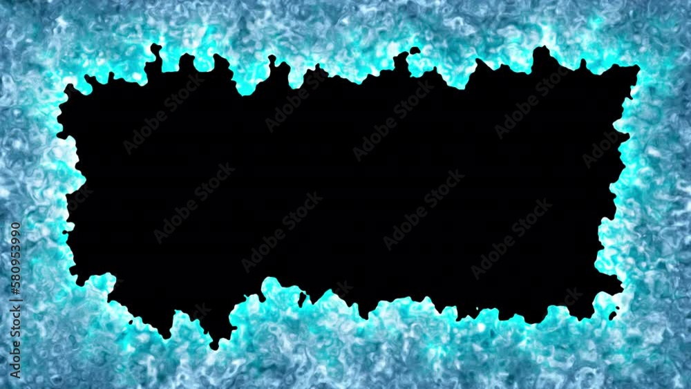 Abstract blue ice glowing edge transition on alpha background