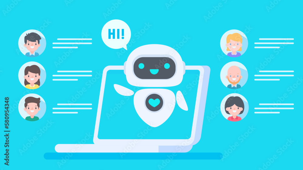 Obraz premium Auto reply system with intelligent robots provide information and help customers with problems
