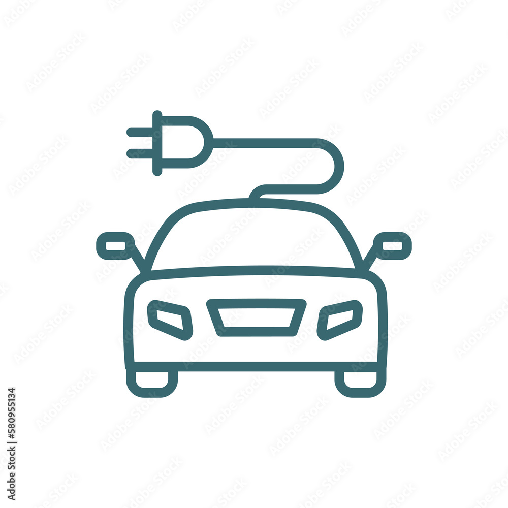 solar energy car icon. Thin line solar energy car icon from ai and future technology collection. Outline vector isolated on white background.