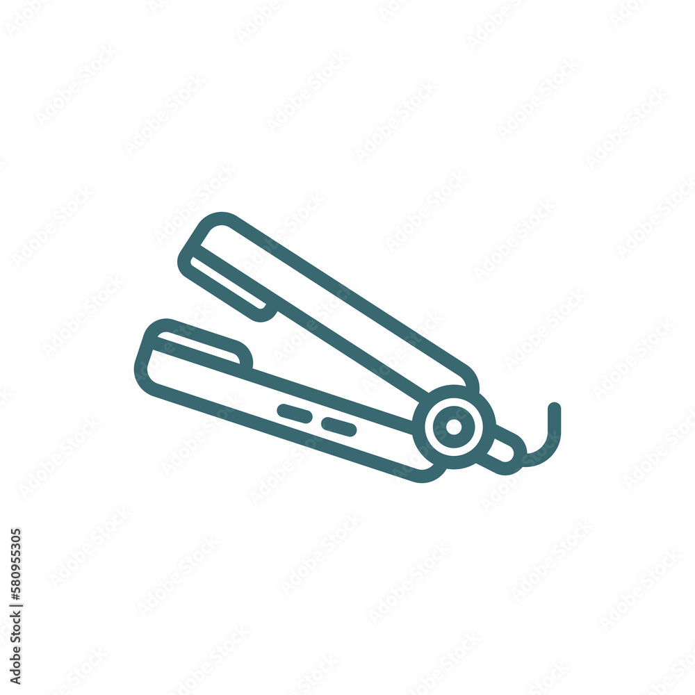 flat iron icon. Thin line flat iron icon from beauty and elegance collection. Outline vector isolated on white background. Editable flat iron symbol can be used web and mobile