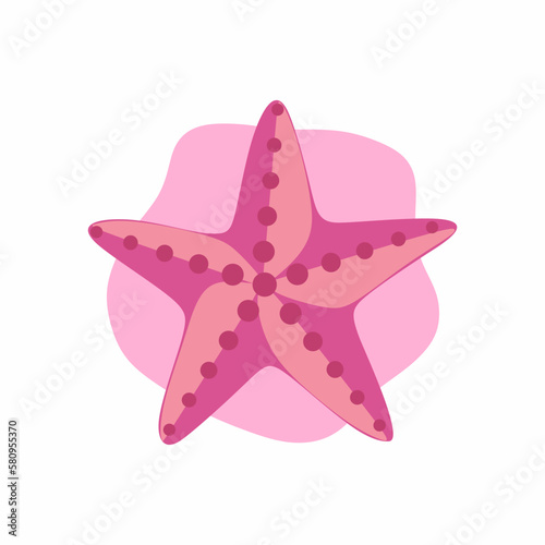 Pink starfish on white background. Underwater life of caribbean starfish. Sea dweller.