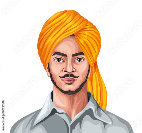 Vector illustration of Indian Nation Hero and Freedom Fighter Bhagat Singh.
