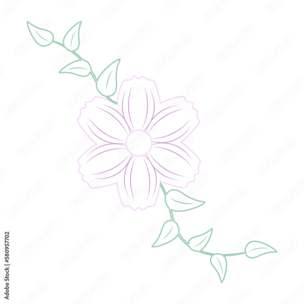 Fototapeta premium Colored icon of flower with leaves on white. Vector illustration.
