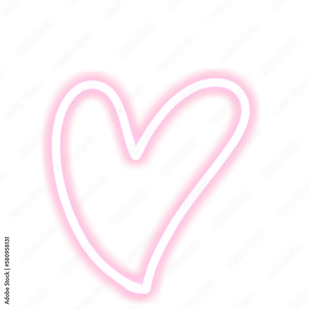 Pink Neon Heart Shape Doodle