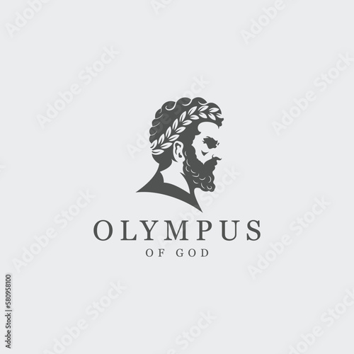 head of Greek god Zeus logo illustration