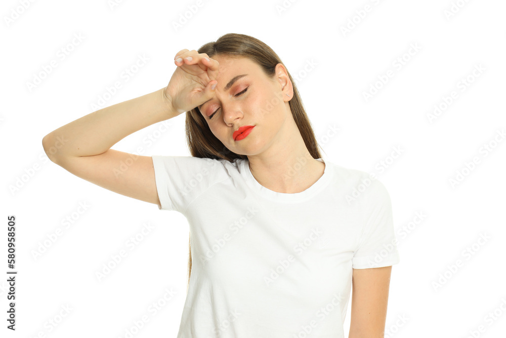 Concept of people with beautiful young woman, isolated on white background Concept of people with beautiful young woman, isolated on white background