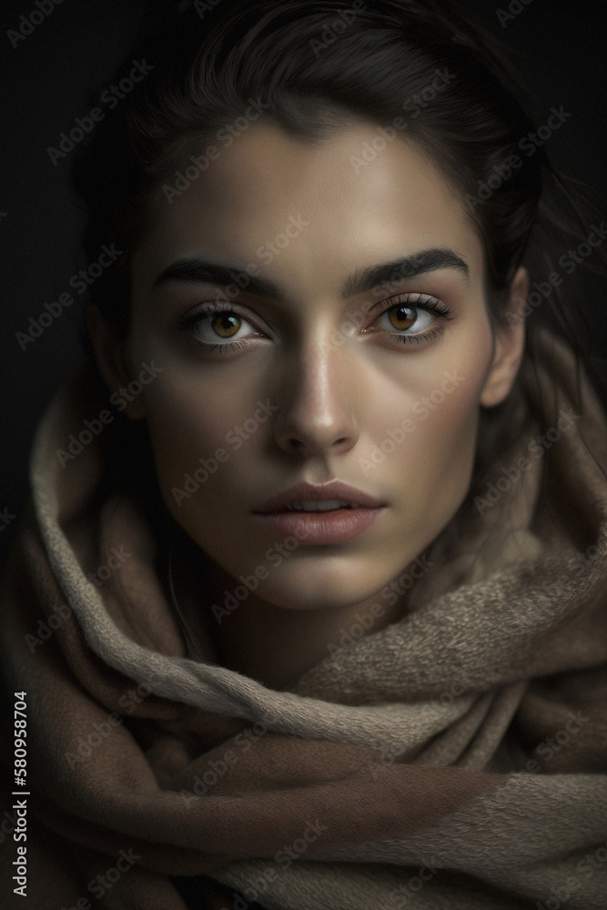 Fototapeta premium Ritratto di donna generato da intelligenza artificiale.