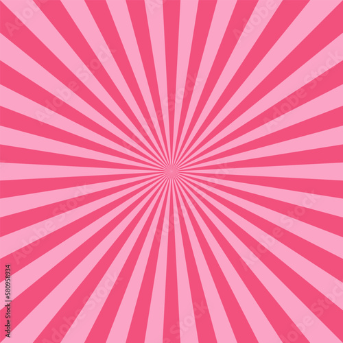 Abstract explosion background in gradient pink color. Sun glare effect radiates. Sunlight sparkle pattern. Radial rays vector illustration. Narrow beam. For backgrounds, posters, banners and covers.