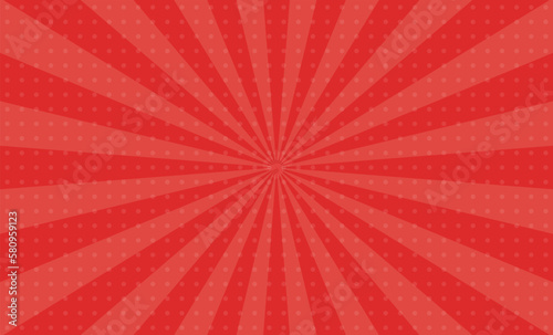 Abstract explosion background in gradient red color with spots texture. Glare effect. Sunlight sparkle pattern. Radial rays vector illustration. Narrow beam. For backgrounds, posters, banners, covers.