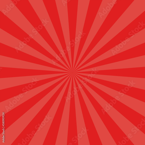Abstract explosion background in gradient red color. Sun glare effect radiates. Sunlight sparkle pattern. Radial rays vector illustration. Narrow beam. For backgrounds, posters, banners and covers.
