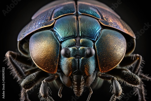 Beetle macro photography. Generative AI © AkuAku