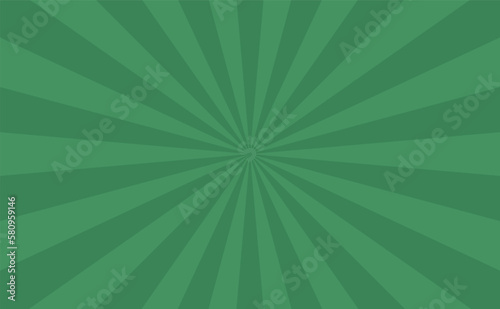 Abstract explosion background in gradient green color. Sun glare effect radiates. Sunlight sparkle pattern. Radial rays vector illustration. Narrow beam. For backgrounds, posters, banners and covers.
