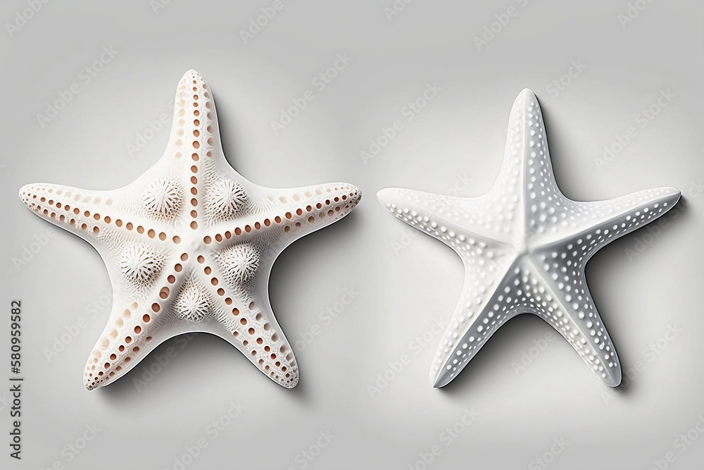 Isolated White Starfish. Ocean Design Element. Generative AI Isolated White Starfish. Ocean Design Element. Generative AI