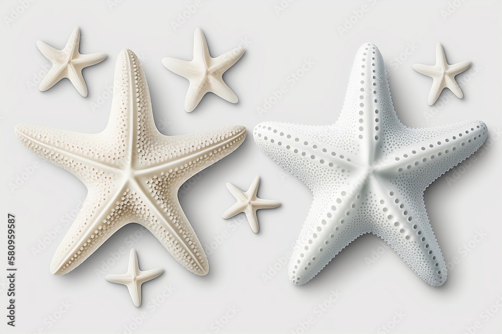 Isolated White Starfish. Ocean Design Element. Generative AI Isolated White Starfish. Ocean Design Element. Generative AI