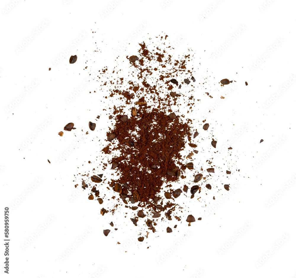 roasted instant coffee powder isolated