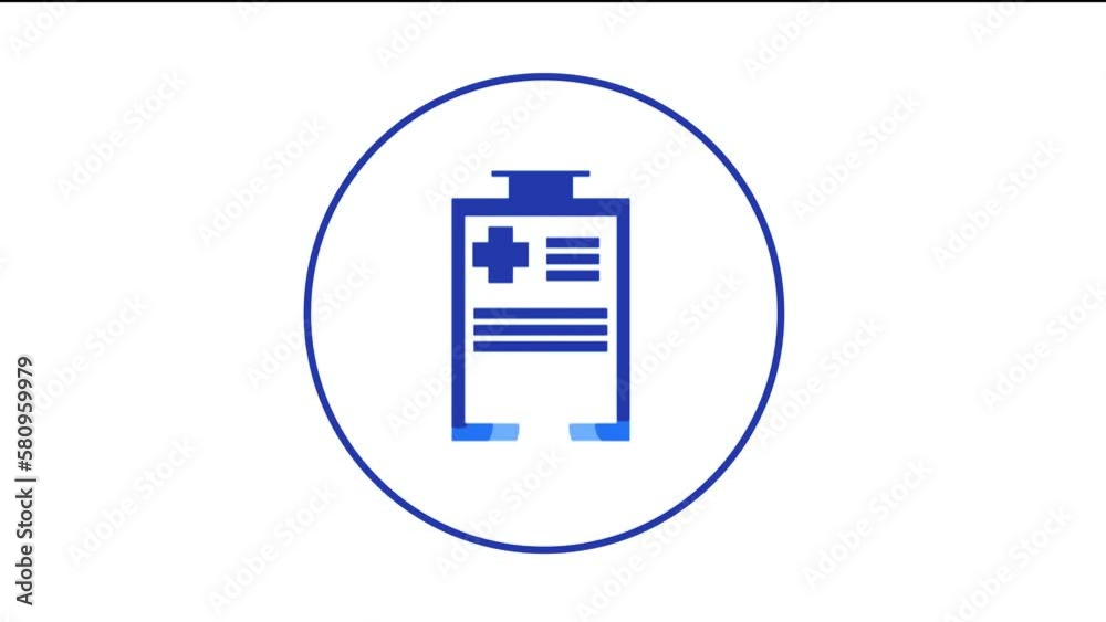 Blue medical sheet hospital medical icon isolated on white background diagnostics symbol 4K Video motion graphic. Blue medical sheet hospital medical icon isolated on white background diagnostics symbol 4K Video motion graphic.