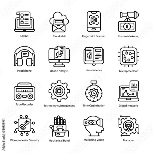 Technology vector   outline  Icon Design illustration. Technology Symbol on White background EPS 10 File set 4
