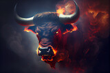 Bull head in flame