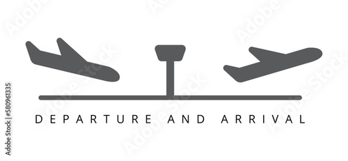 departure and arrival icon with tower