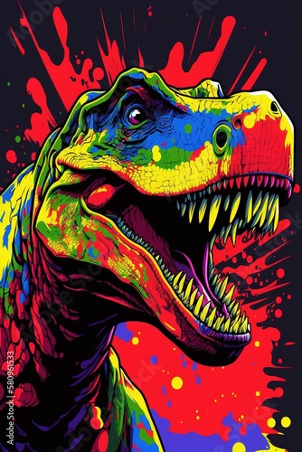 Pop art dinosaur.Generative AI © Rudsaphon