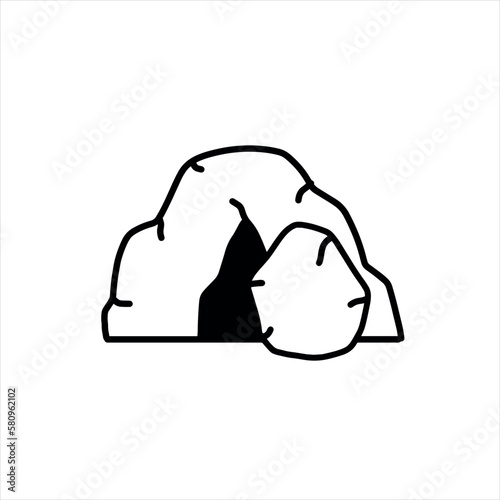 Cave icon. Stone shelter. Entrance to the mountain