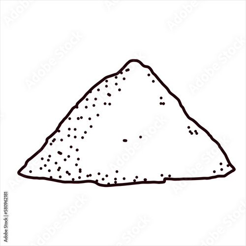 Pile of sand. Material for sandbox. Decoration of shore and the beach. Dune sketch isolated on white