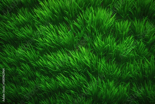 Background with green grass texture. top view picture. Generative AI