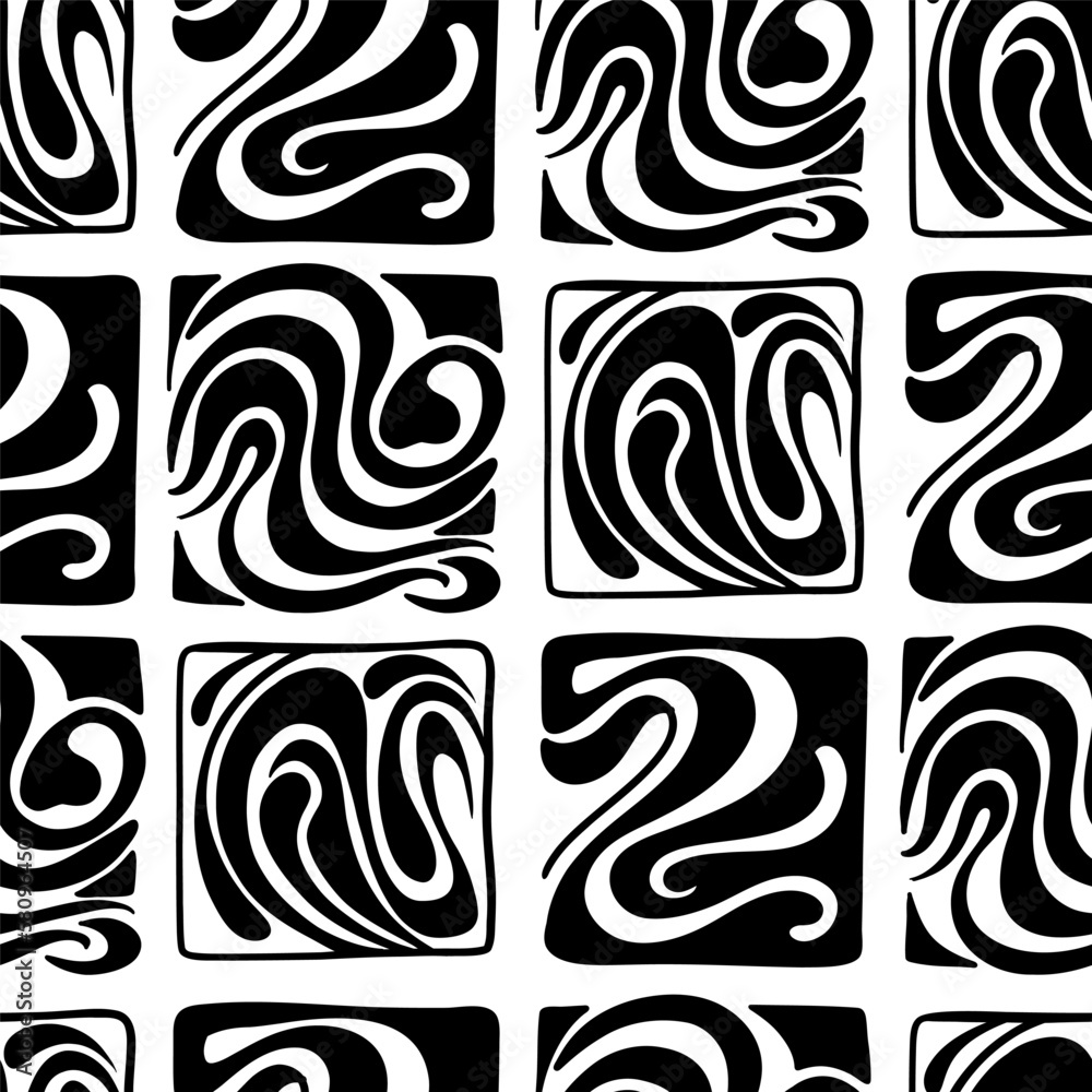Fototapeta premium Abstract groovy floral patterns. Modern trendy minimalist Matisse style. Hand drawn for wallpaper, wall decor, fabric, postcard, cover, template, banner.